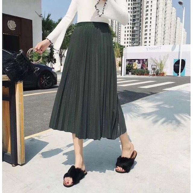 Chân váy xếp ly dáng dài hàng QC cao cấp 5 màu cực đẹp Kanimi