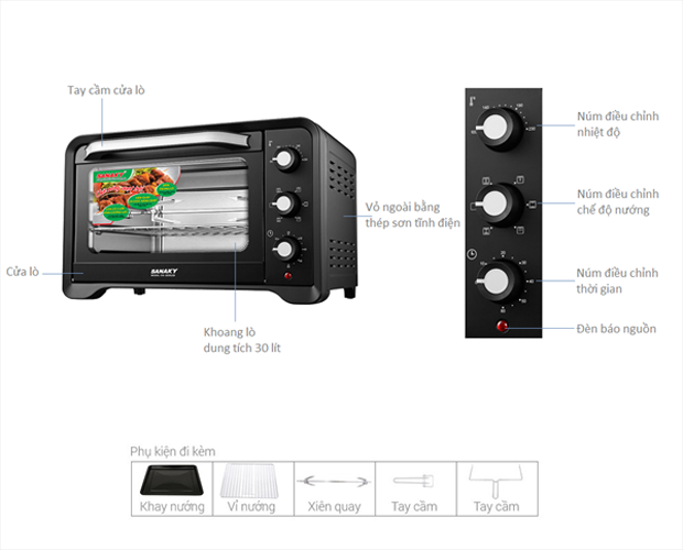 Lò nướng Sanaky 30 lít VH-309S2D Hàng chính hãng