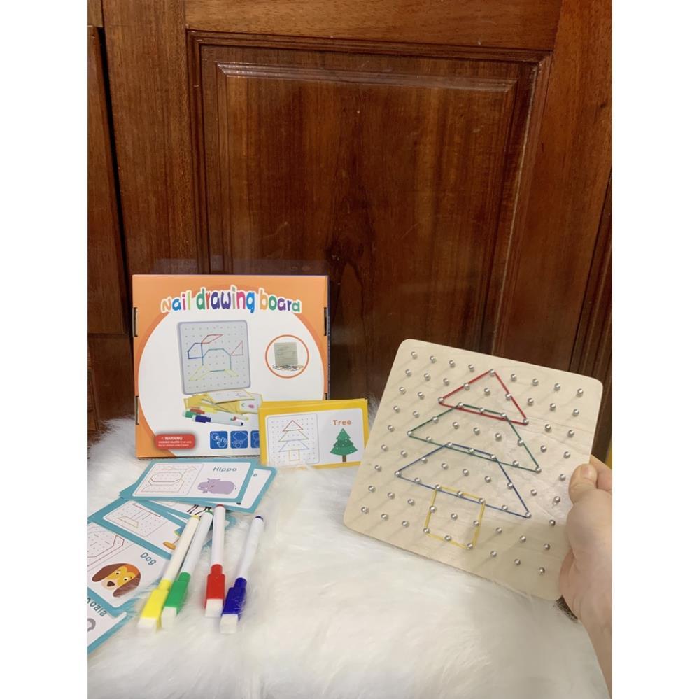 Rubber band Board SALE SẬP SÀN Bảng gỗ với dây chun tạo hình giáo cụ Montessori