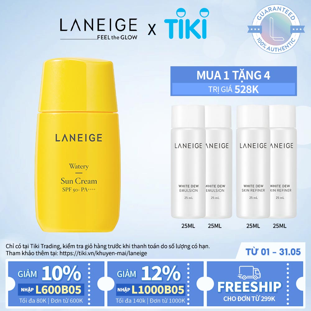 Kem chống nắng cho da thường đến da khô Laneige Watery Sun Cream SPF50+ PA++++ 50ML