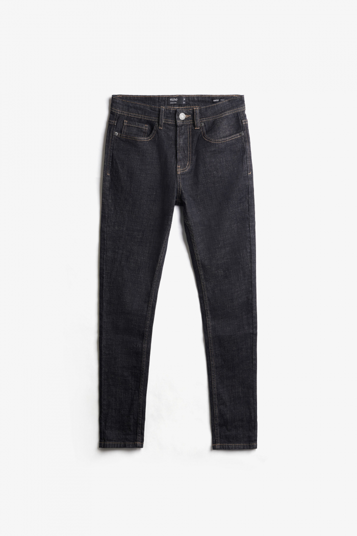 ROUTINE - Quần jeans tiêu navy xanh đậm chỉ nổi màu vàng form slimfit - 10F20DPA103CR2 | LASTORE MENSWEAR