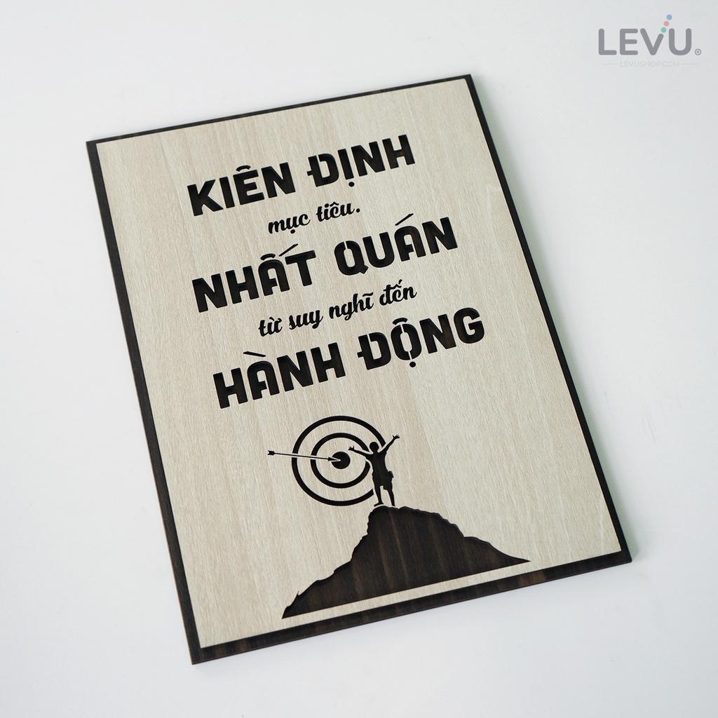 Tranh tường phòng làm việc LEVU LV132 "Kiên định mục tiêu, nhất quán từ suy nghĩ đến hành động"
