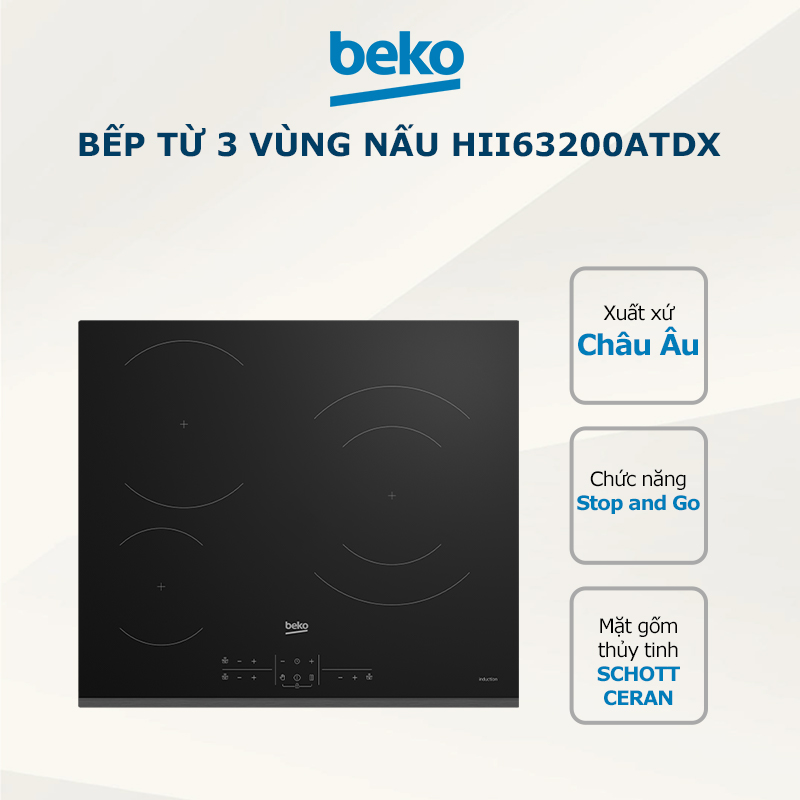 Bếp từ 3 vùng nấu BEKO HII63200ATDX - Hàng chính hãng
