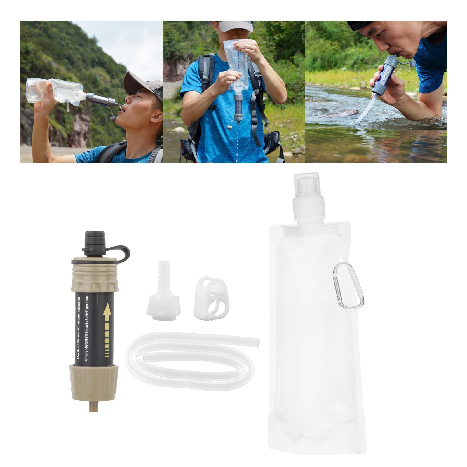 Portable Water Filter Straw Kit Outdoor Water Filter Water Purification with Bag for Traveling