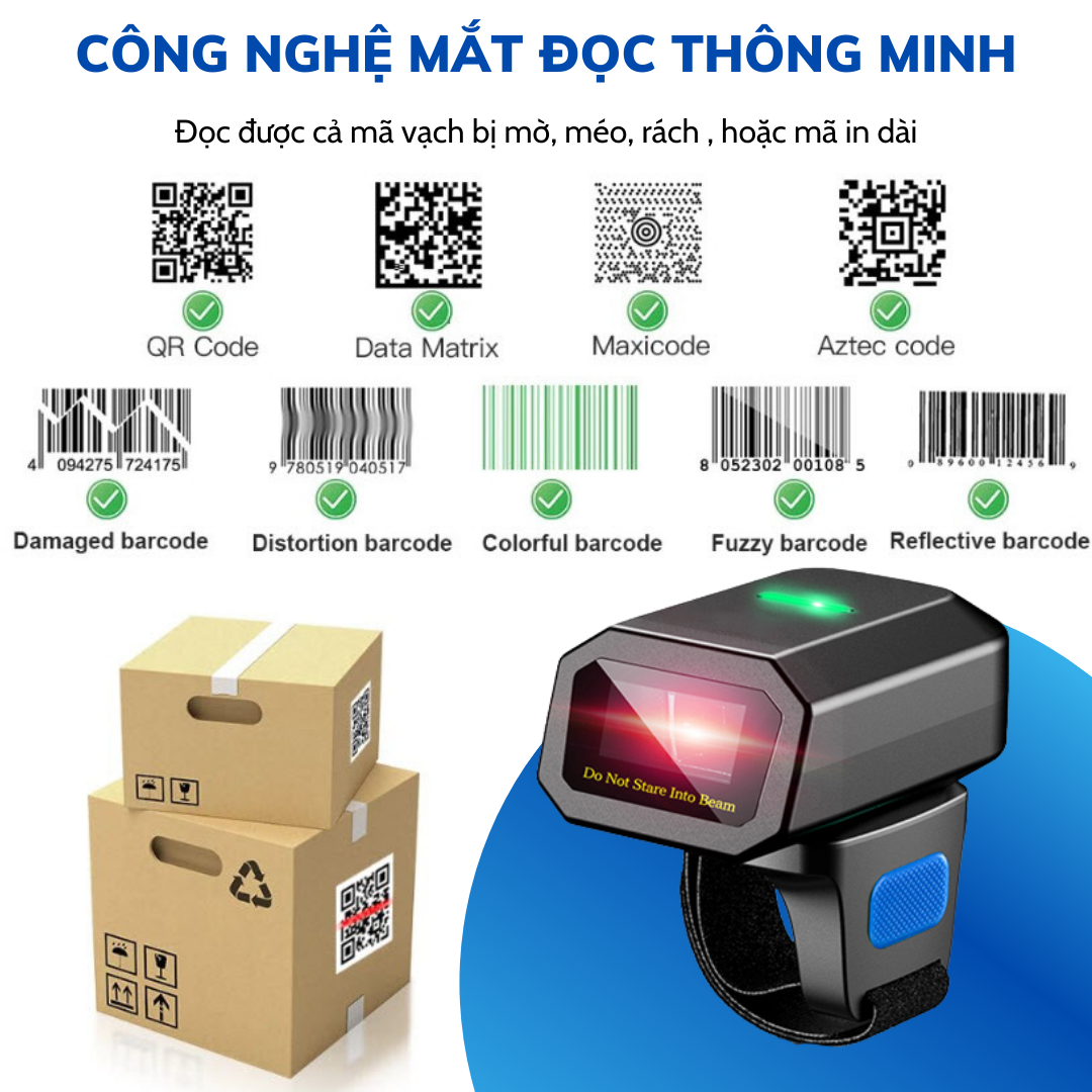 Ring Scanner – Máy quét mã vạch không dây – Máy đọc mã vạch bluetooth – OPTORI OP3102 (Hàng chính hãng)