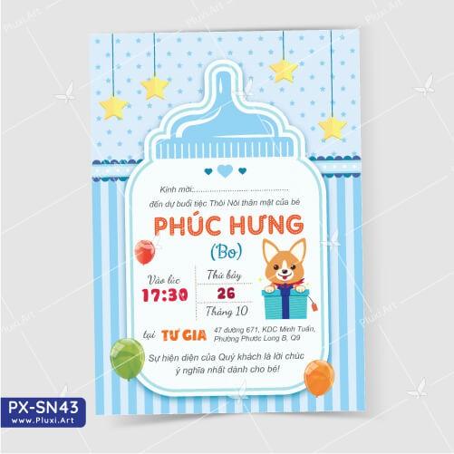 Thiệp thôi nôi – sinh nhật theo yêu cầu Pluxi