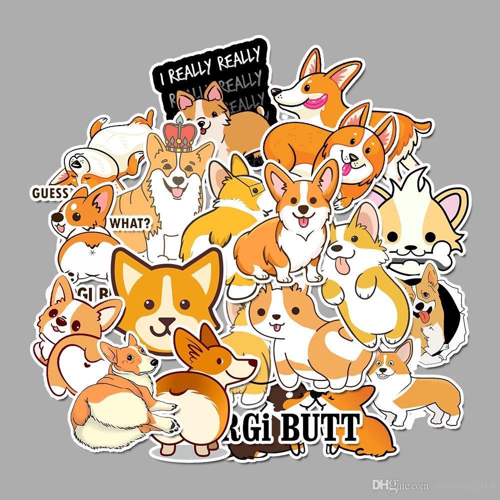 Set 30 sticker chó corgi dễ thương hình dán có ép lụa