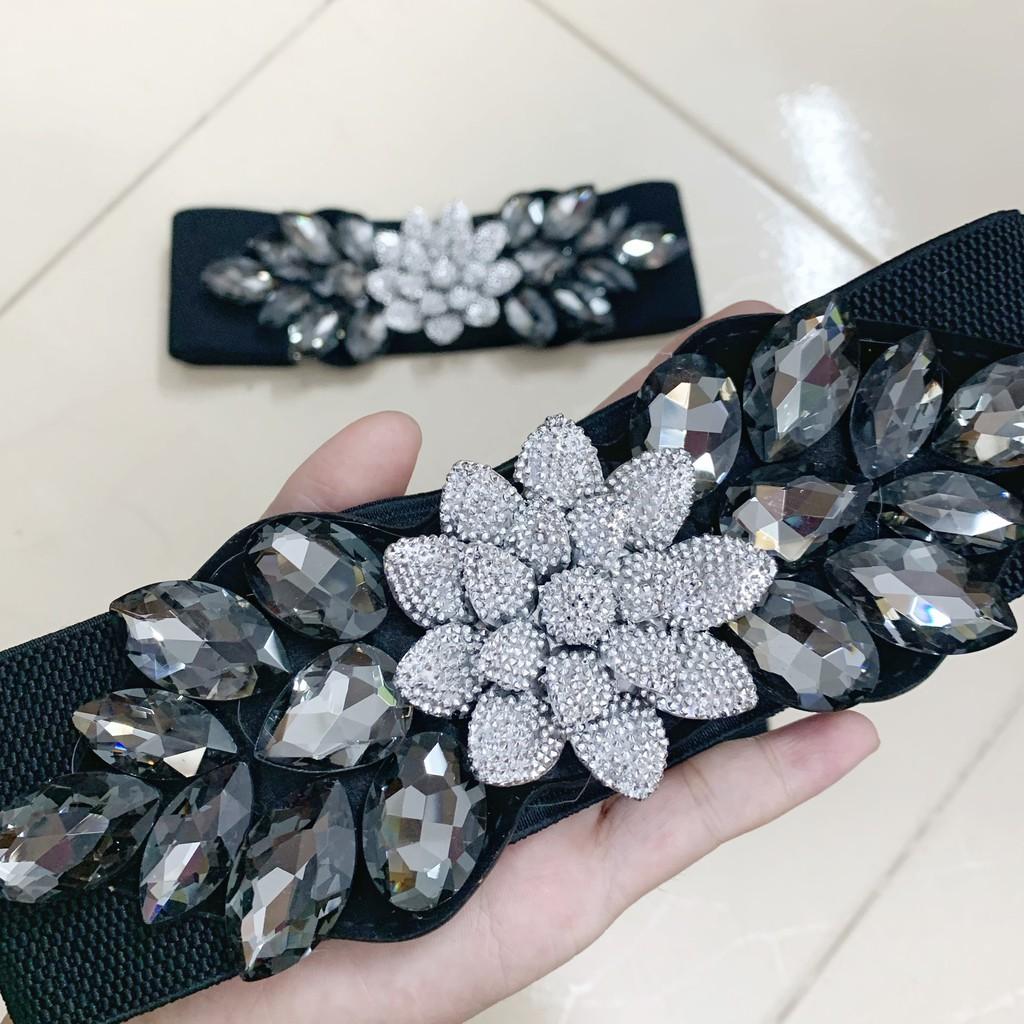 Đai nịt đầm đính đá hình hoa