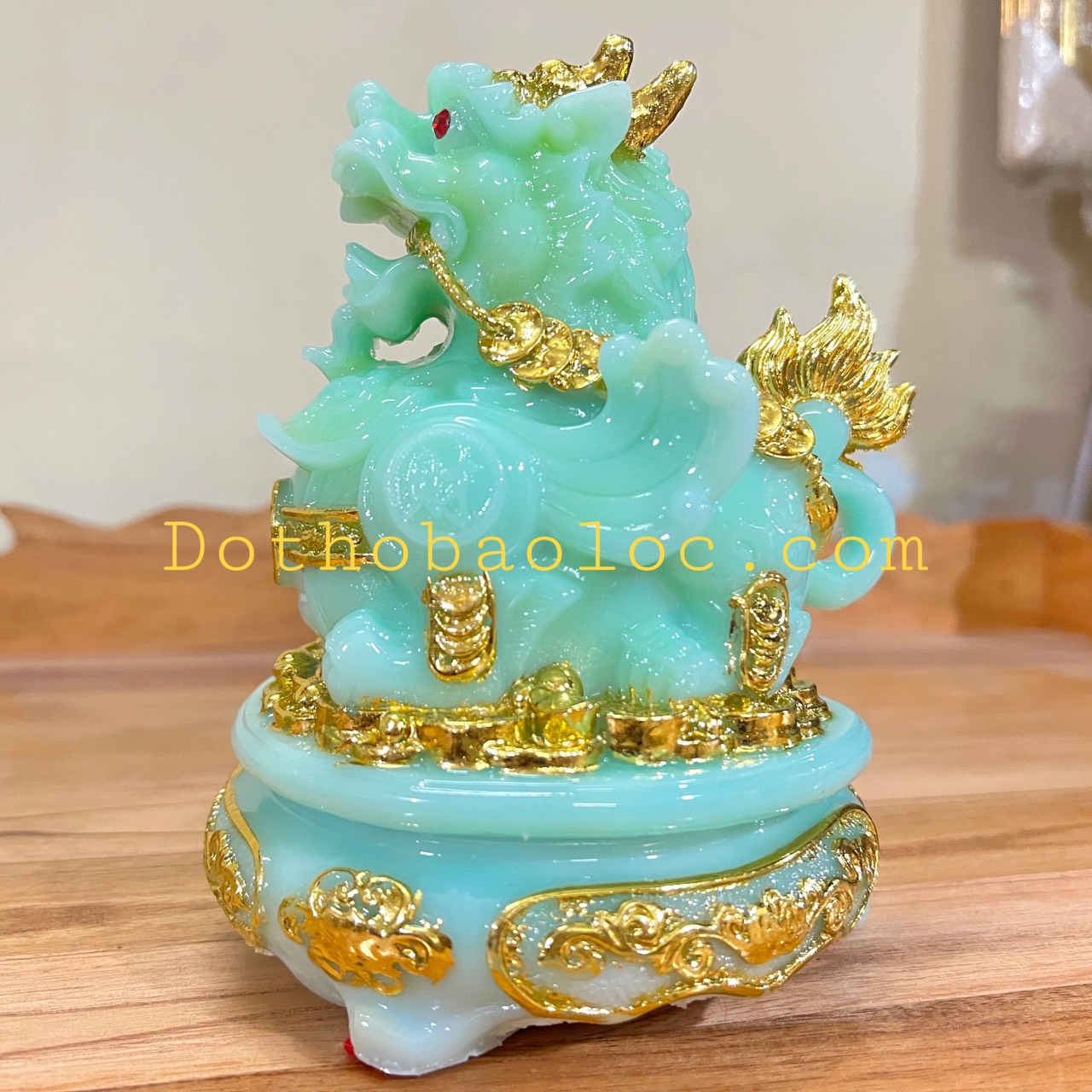 Com bo Tượng Tỳ Hưu phong thủy và tượng thiềm thừ phong thủy để bàn thờ thần tài hoặc bàn làm việc – Màu xanh