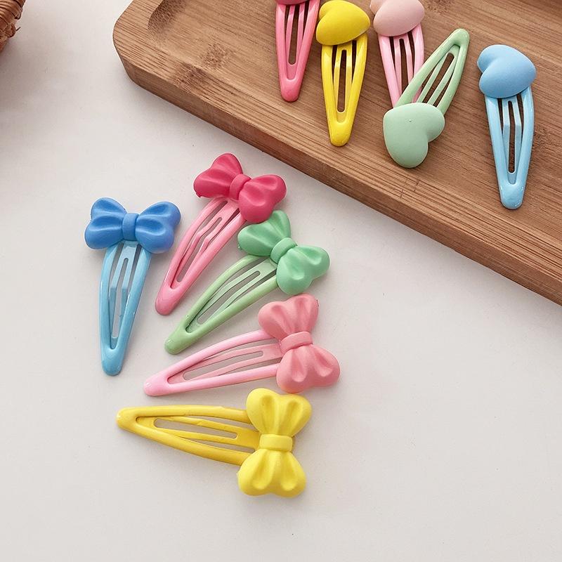 Set 5 - Kẹp tóc bấm phủ bóng nơ hoặc trái tim màu kẹo ngọt dịu dàng Nunam shop kẹp tóc tiểu thư đẹp cute
