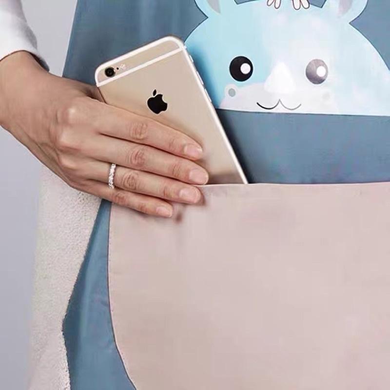 Tạp dề cao cấp chống nước có túi , hoa cạnh sườn lâu tay