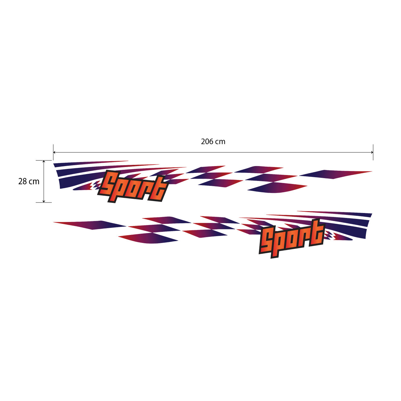Bộ decal dành chol xe SUV, xe Vinfast, xe Mitsubishi, tem xe oto cao cấp WRAP 49, KT 206x28cm