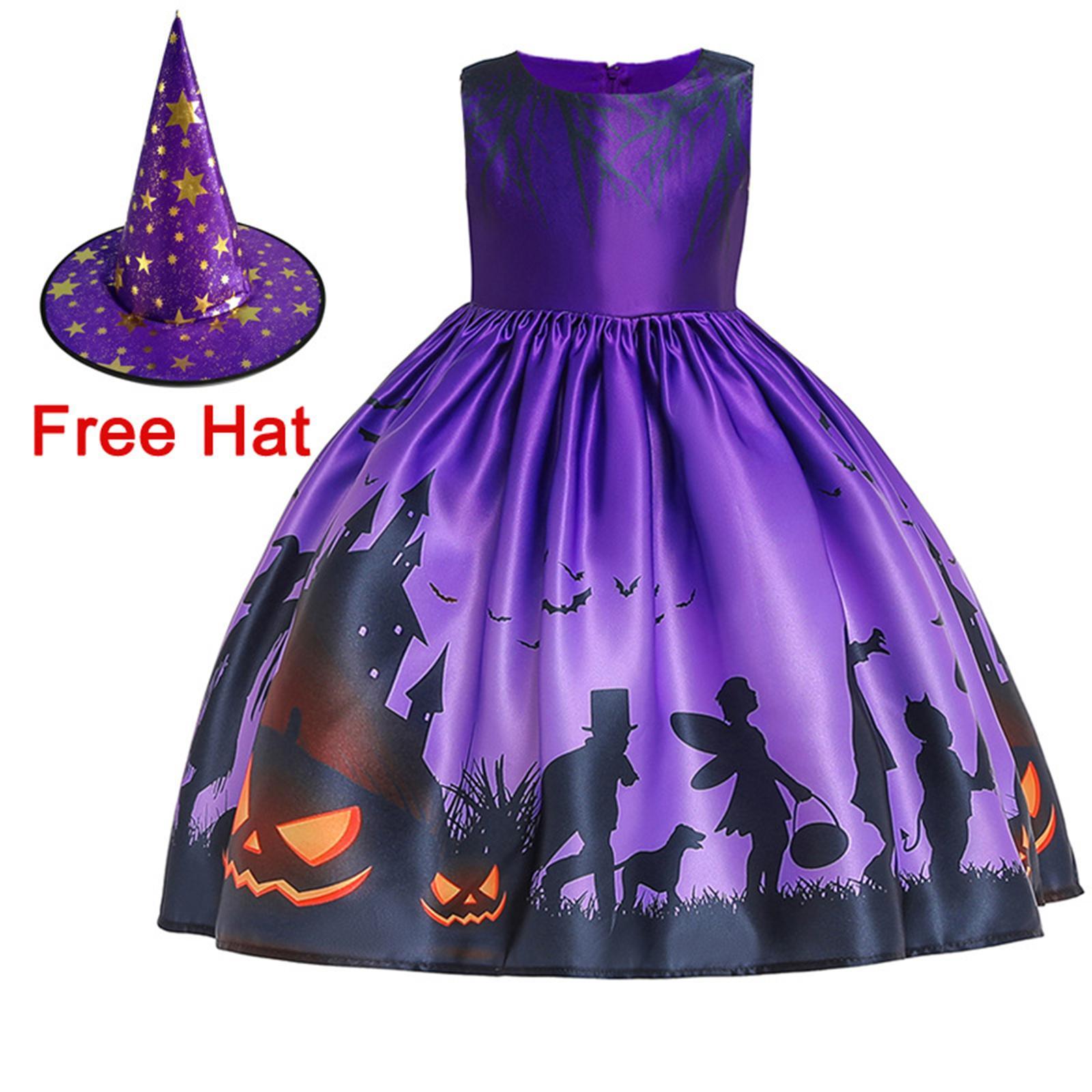 Girl Halloween Costume Dress Fancy Dress up Witch Dress for Girls Outfit