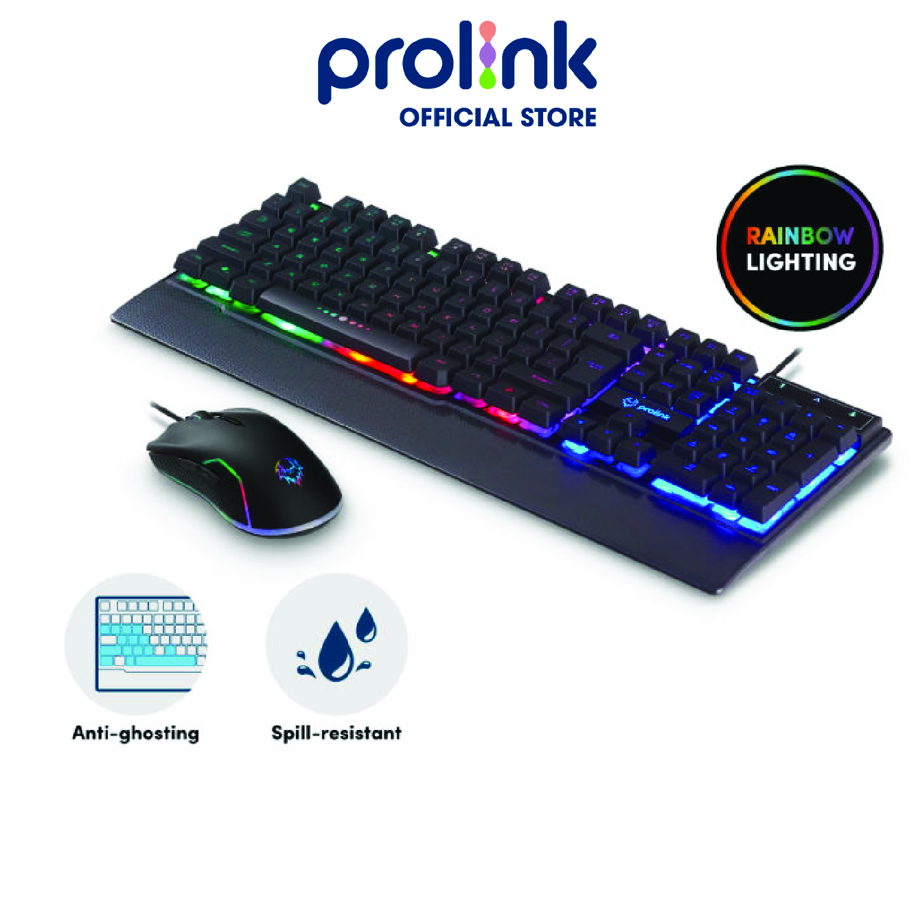 Bộ bàn phím chuột Gaming PROLiNK GMK6001M có LED nhiều màu, độ nhạy cao chuyên chơi game Esport - Hàng chính hãng