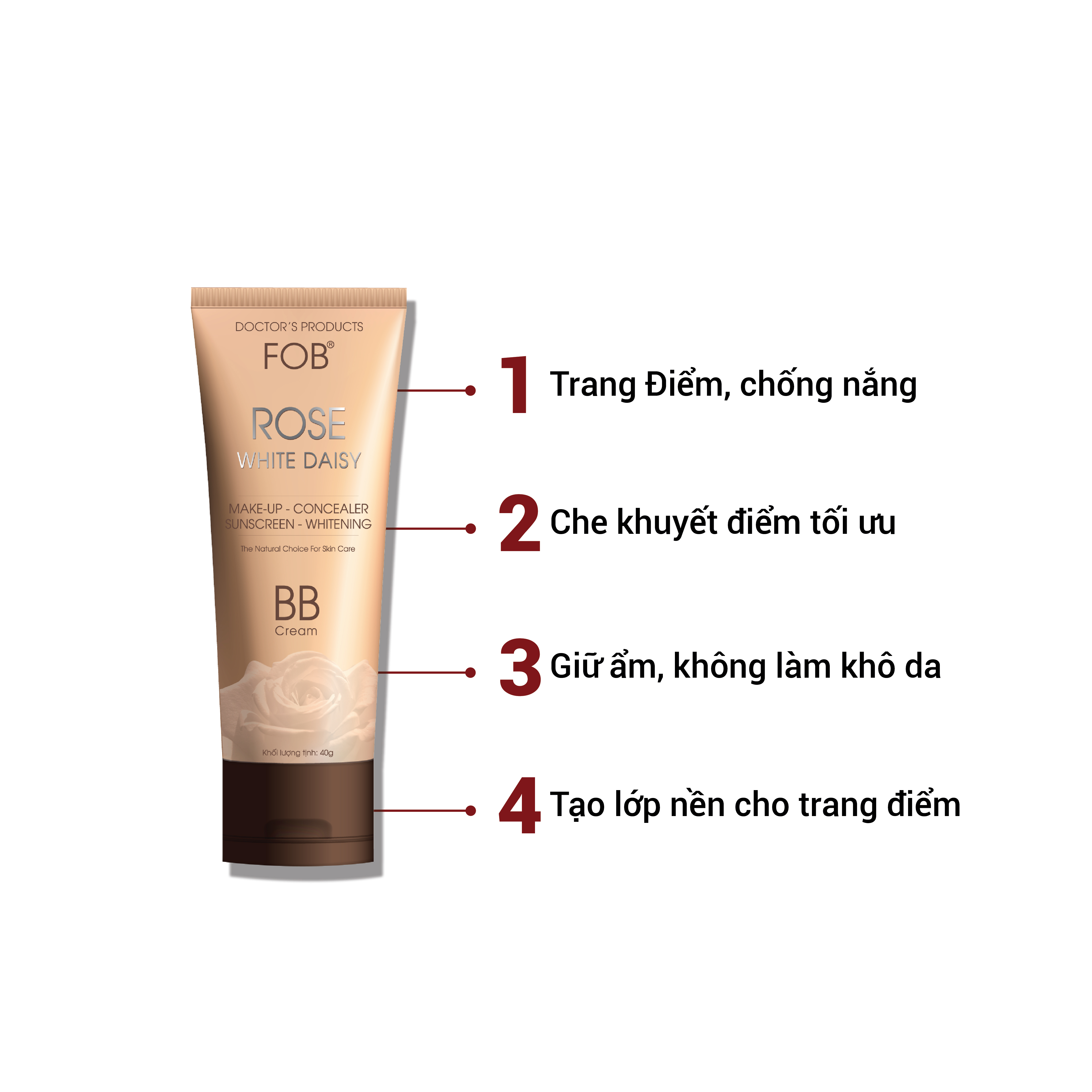 BB cream - Kem trang điểm chống nắng - FOB ROSE WHITE DAISY