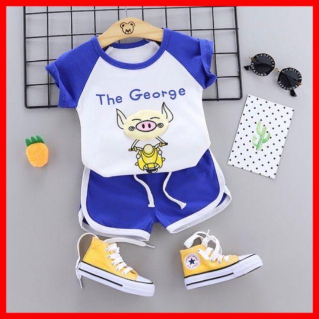 Bộ Cộc Tay Cho Bé in Hình Heo Con M43