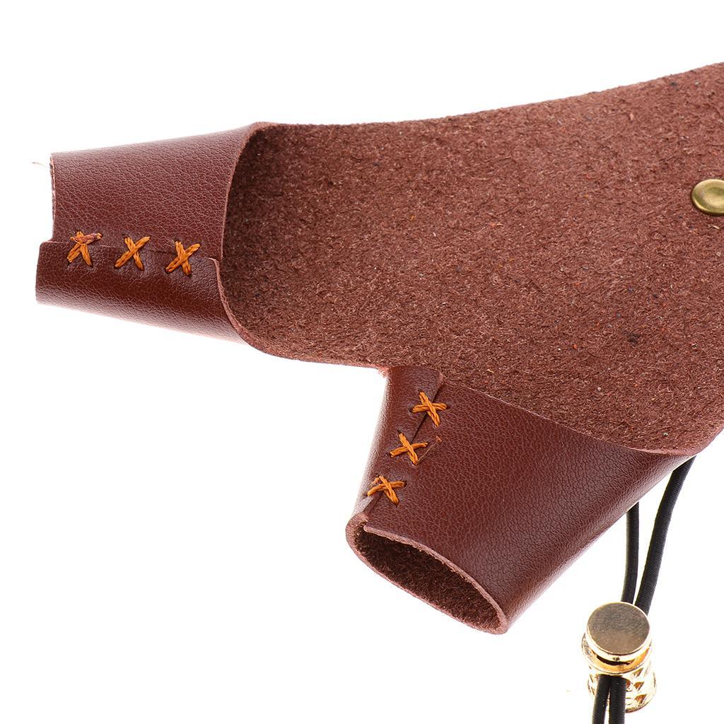 Cow Leather Glove Hunting Finger Tab Guard Protector Mitts brown