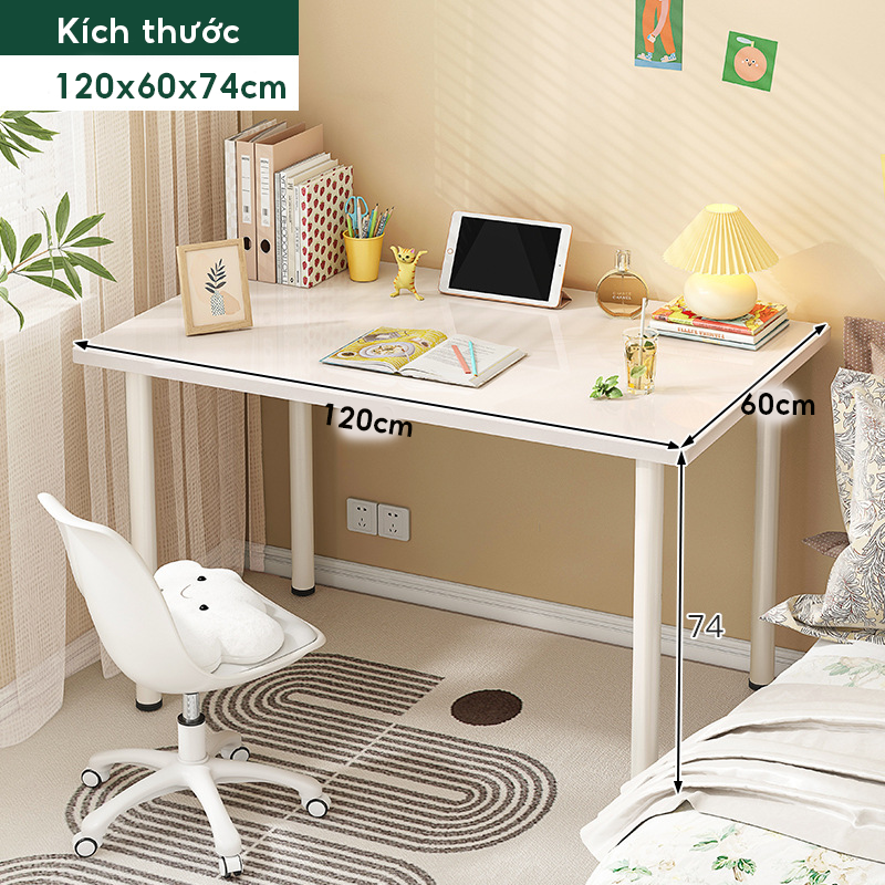 Bàn làm việc chân sắt tròn thiết kế tối giản sang trọng hiện đại, bàn học để máy tính phong cách Bắc Âu kích thước lớn chắc chắn