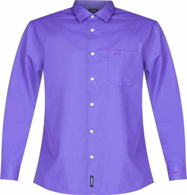 Áo sơ mi nam dài tay ALIGRO cổ bẻ dáng ôm body 100% chất cotton màu tím ALGS090