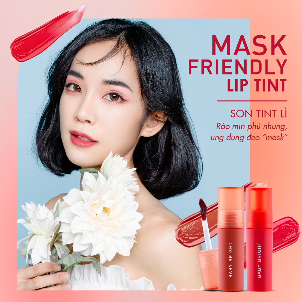 Son tint Baifern siêu lì lâu trôi, tôn da và không lem khẩu trang Baby Bright Mask Friendly Lip Tint 2.5g