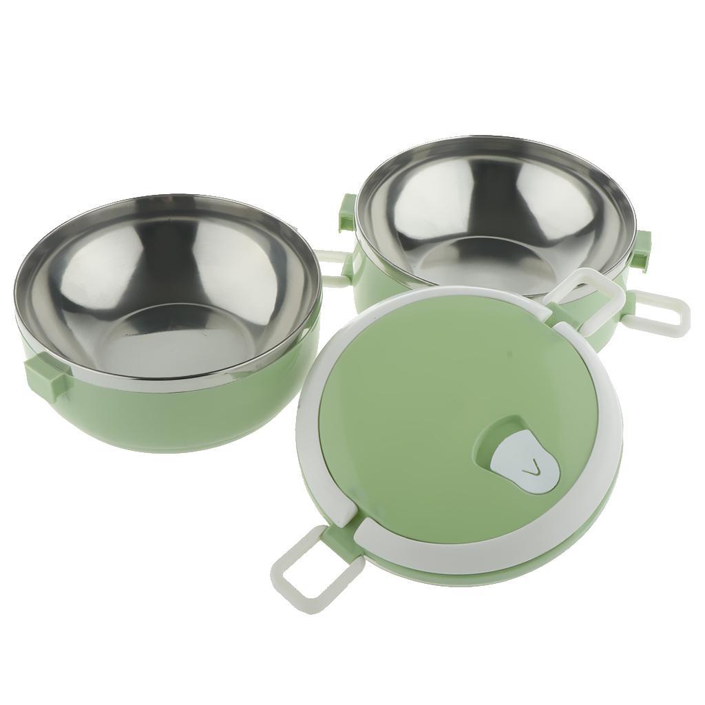 Stainless Steel Thermal Lunch Box Portable Tiffin Bento Box 2 Tier Pink