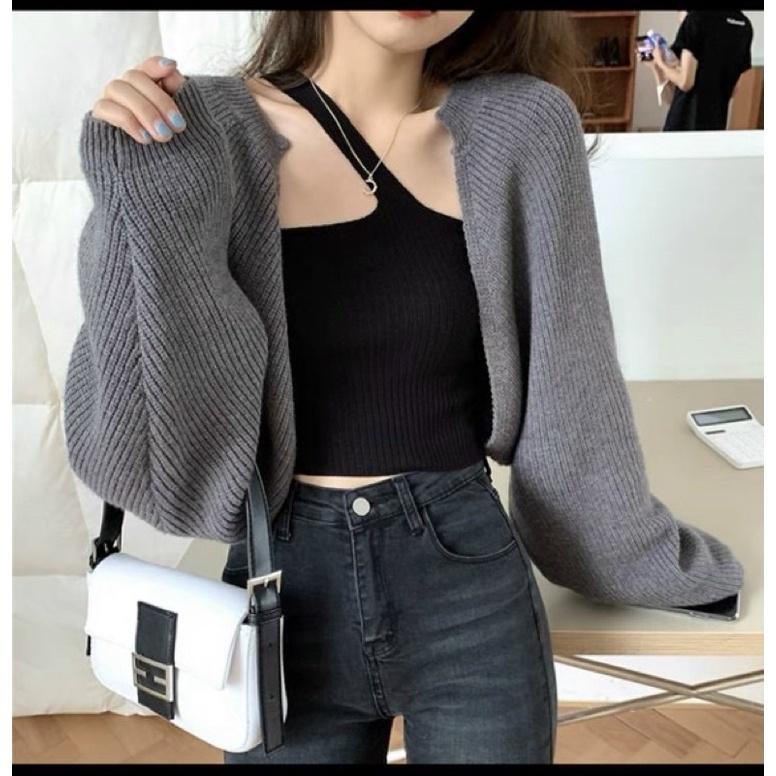 Áo CADIGAN croptop về 3 màu đen,ghi,kem cho nữ siêu xinh,siêu đẹp, dáng ngắn