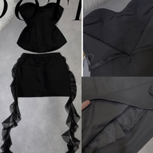 Set Áo Óng Chân Váy Mini Tua Rua Style Ulzzang