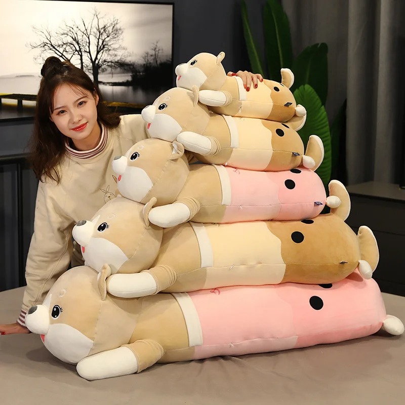 Thú nhồi bông chó shiba bụng trà sữa cute - Size 1m2 - Quà tặng gấu bông bình trân châu đầu chó shiba dễ thương.