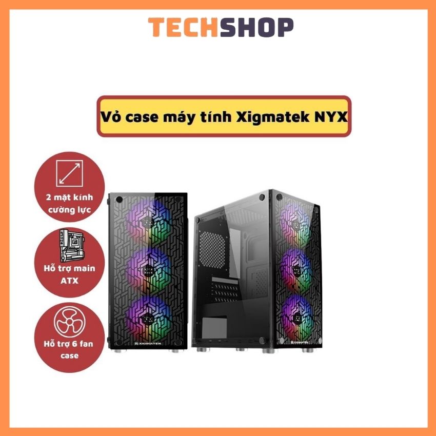 Vỏ Case Máy Tính XIGMATEK NYX 3F ( Lắp sẵn 3 Fan + Tặng Kèm ôc )- Hàng chính hãng Mai Hoàng phân phối