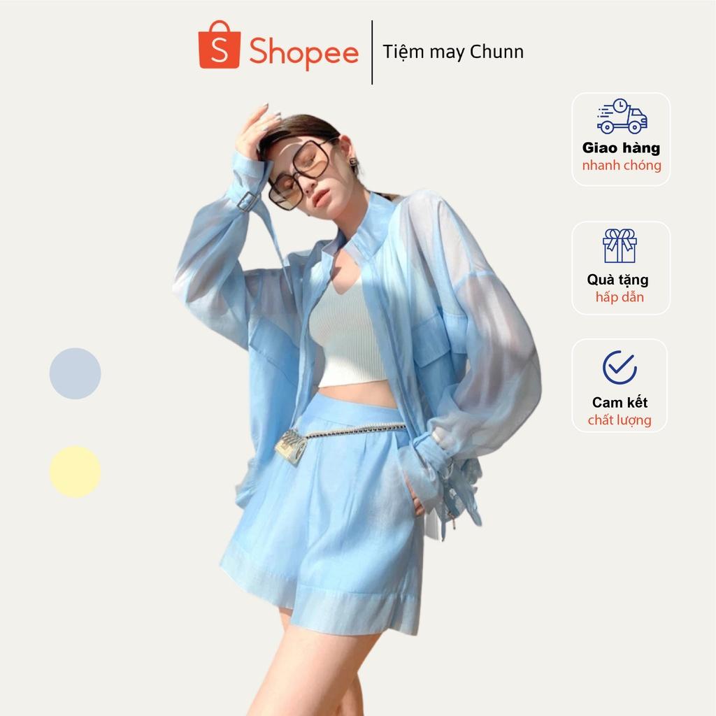 Set tơ nến 2 màu áo khoác kèm quân SET017
