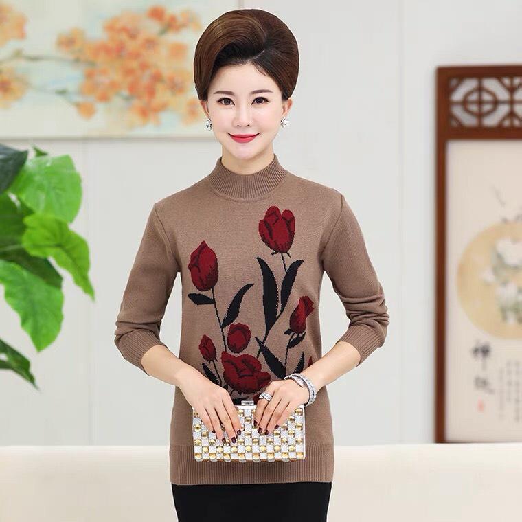 Áo khoác len nữ trung niên_áo len gile nữ cho bà cho mẹ áo vest cổ bẻ