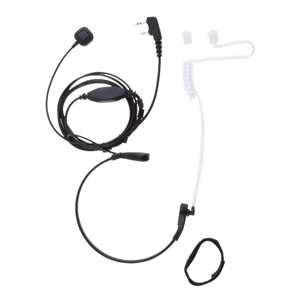 Flexible Throat Mic Microphone Covert Acoustic Tube Earpiece Headset With Finger PTT for Two Way Radio Walkie Talkie 2pin