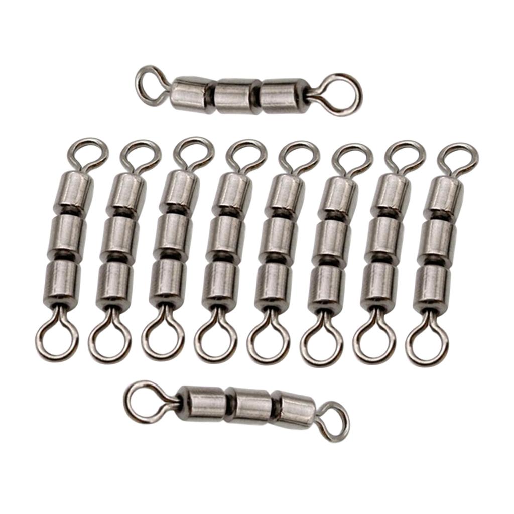 10pcs Fishing Triple Rolling Swivels Solid Ring Hook Line Connector 02