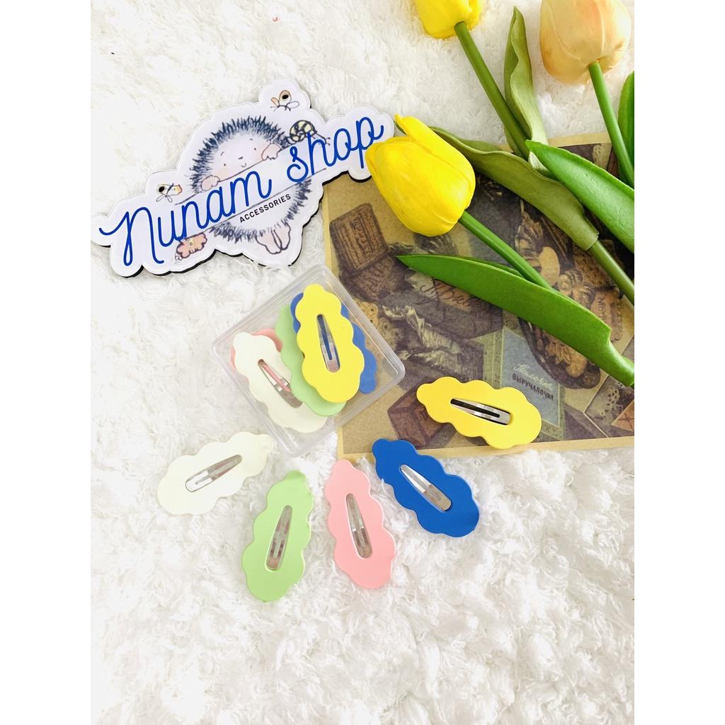 Set 5 - kẹp tóc gợn sóng trơn mịn nhiều màu hot trend - Nunam shop