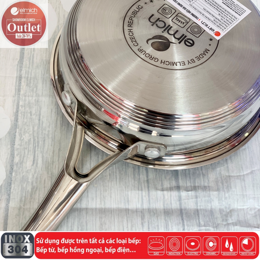 Chảo Chống Dính Inox 304 3 lớp Đáy Từ Chống Dính ELMICH MaxA 3760 16cm/3761 20cm/3762 24cm/3763 26cm