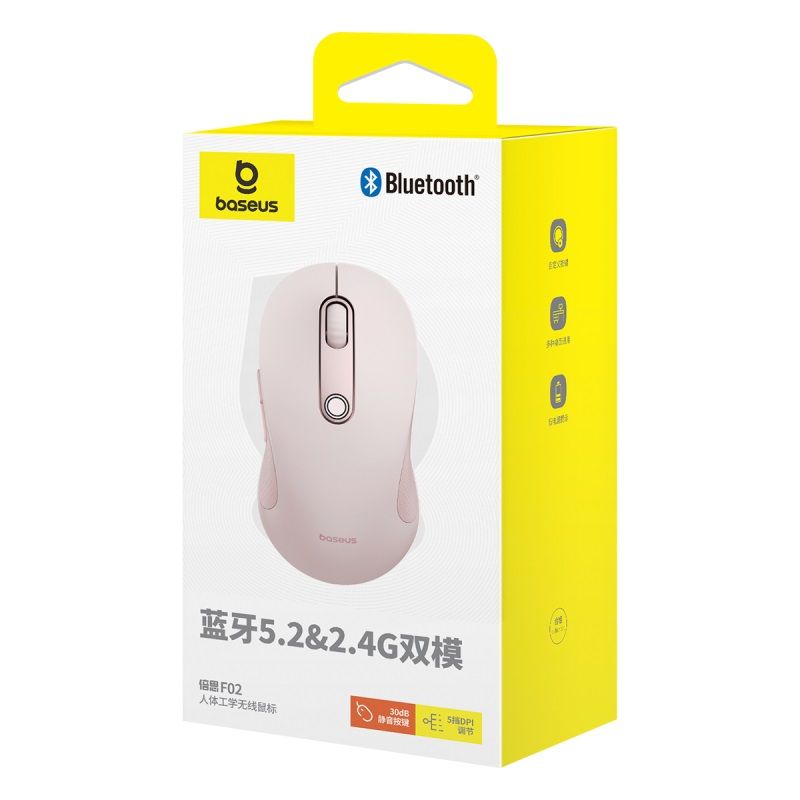 Chuột không dây Baseus F02 Bluetooth 5.2 /2.4G 4000DPI Ergonomic 6 nút cho iPad MacBook Tablet Laptop Máy tính- Hàng chính hãng