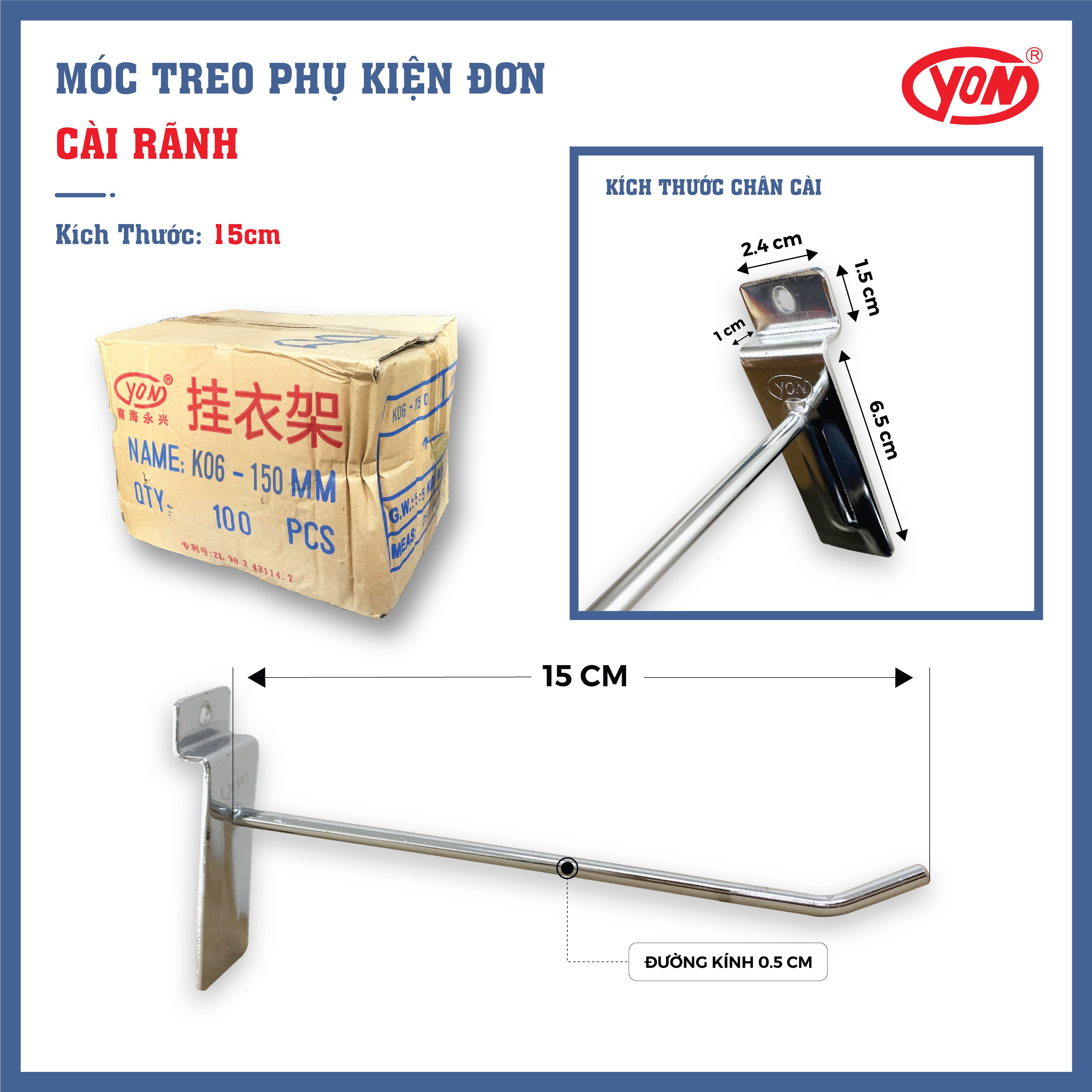 Thùng móc treo phụ kiện đơn cài rãnh YON-K06