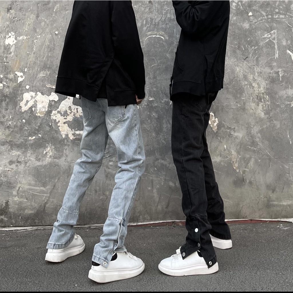 Quần jean baggy nam nữ FOG sixth quần jeans nút bấm ống suông màu unisex