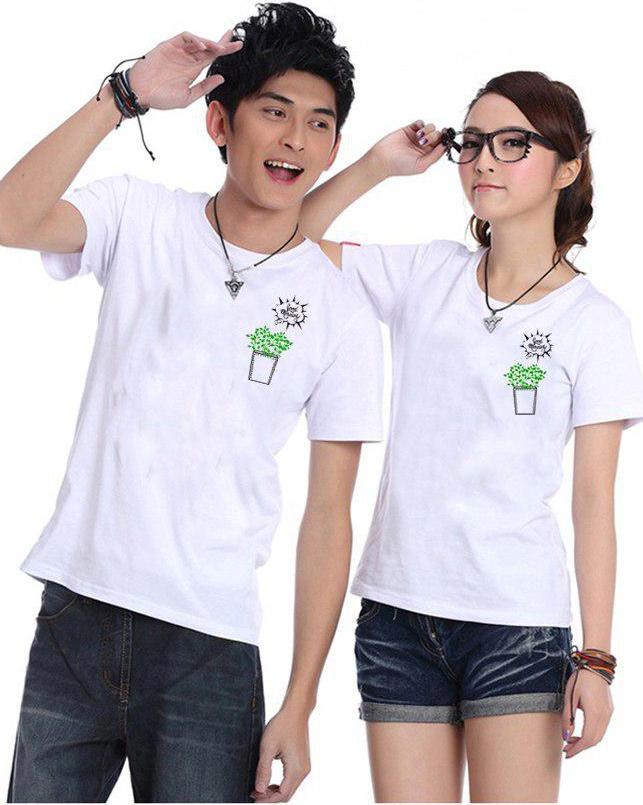 Bộ Áo Thun Đôi Treepot - Màu Trắng