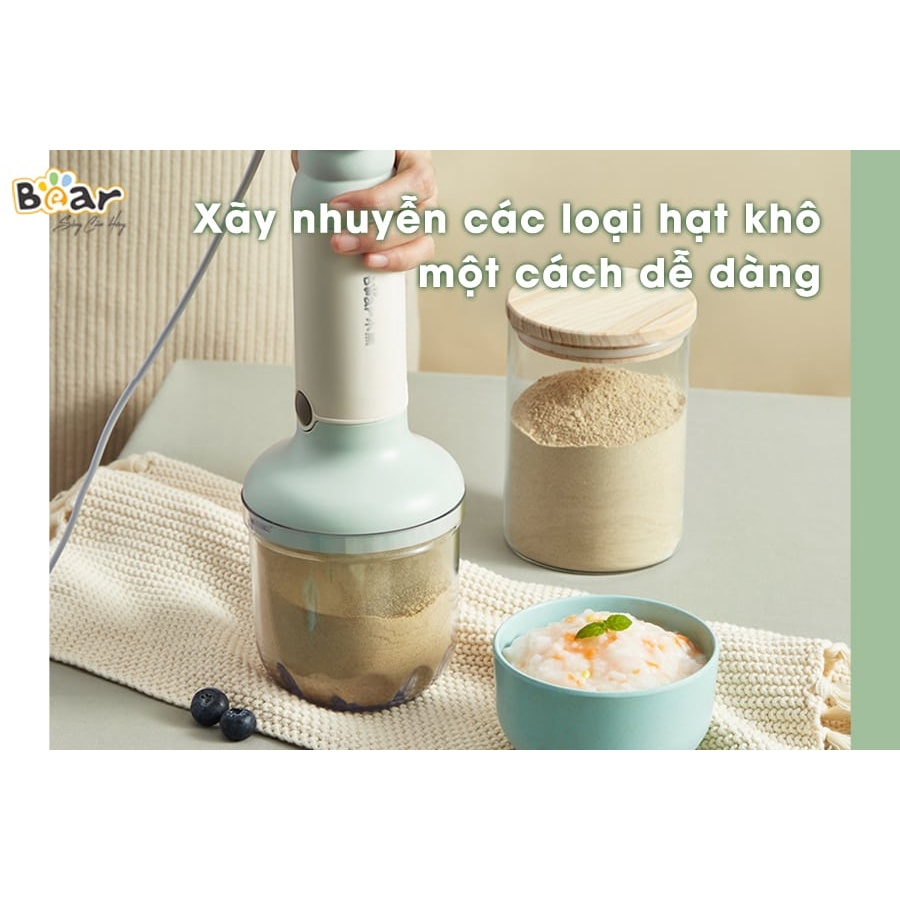 Bộ Máy Xay Bear-JBQ-B50E1 Đa Năng Xay Ăn Dặm, Xay Cháo, Xay tỏi ớt, Đánh Trứng Cầm Tay Tiện Lợi an toàn - Hàng chính hãng