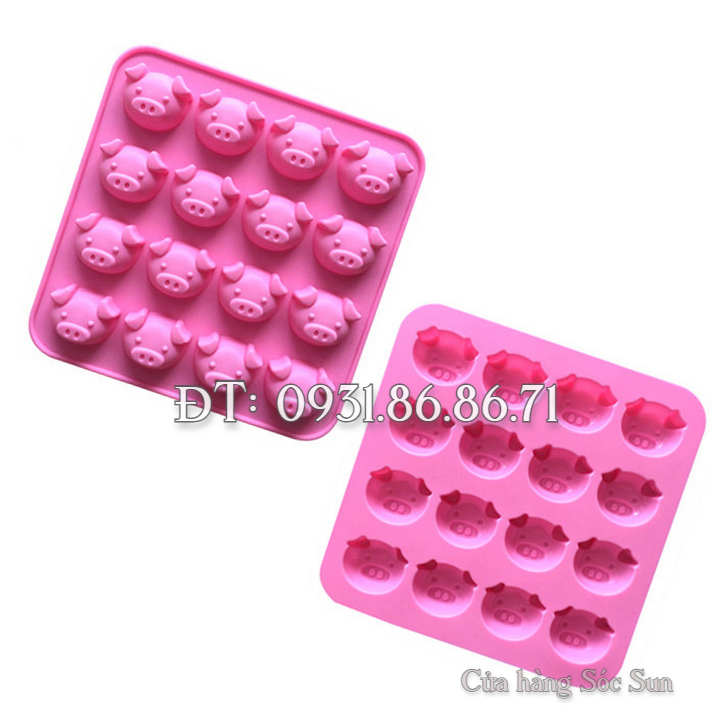 Khuôn silicon 16 mặt heo con – Mã số 1087