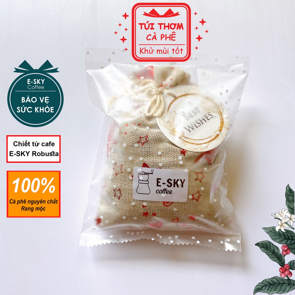 Túi Thơm Cà Phê E-sky Coffee Khử Mùi Ô Tô, Tủ Lạnh, Tủ Quần Áo, Văn Phòng Túi Vải Bố Lanh Noel 80gr