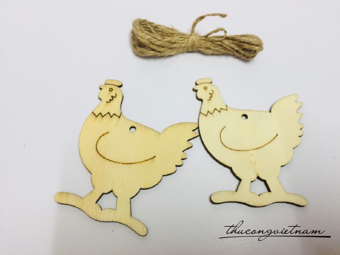 Thẻ gỗ trơn hình con gà