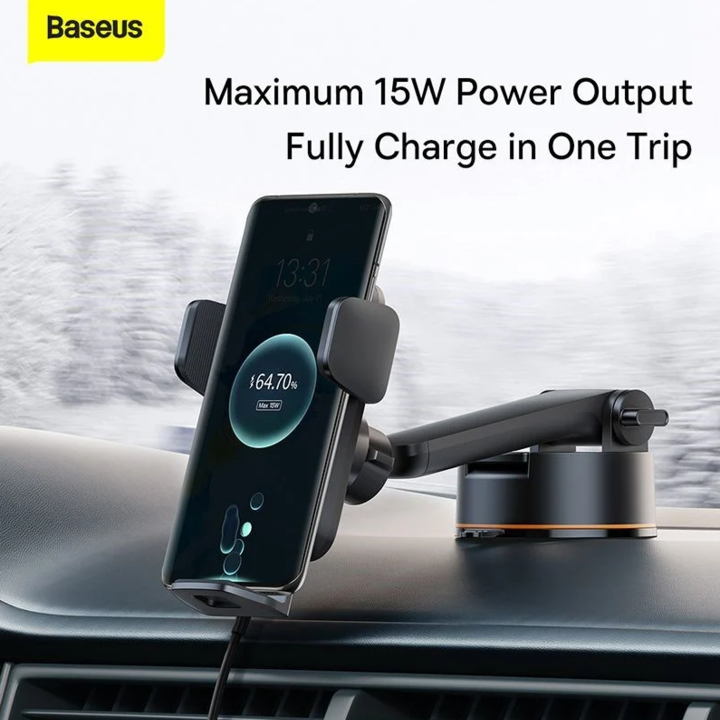 Giá đỡ điện thoại kiêm sạc không dây cao cấp Baseus gắn taplo, kính lái ô tô - Hàng Nhập Khẩu