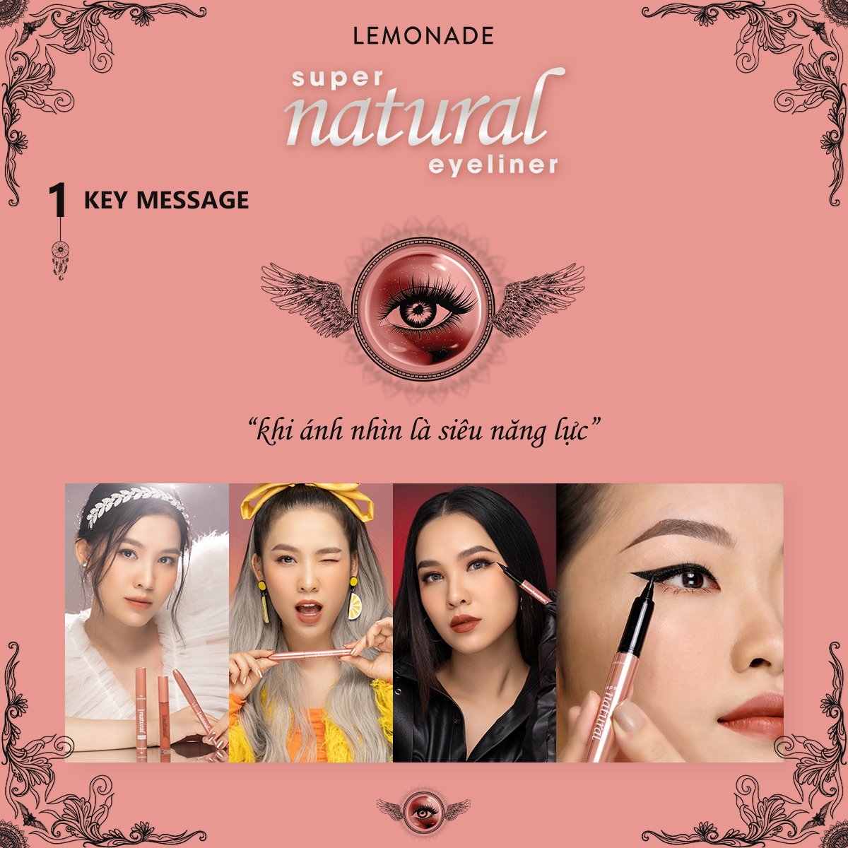 Combo Lemonade Bảng phấn mắt Aesthetic Eyeshadow Palette - Bút kẻ mắt SuperNatural Eyeliner 20.8g-1g