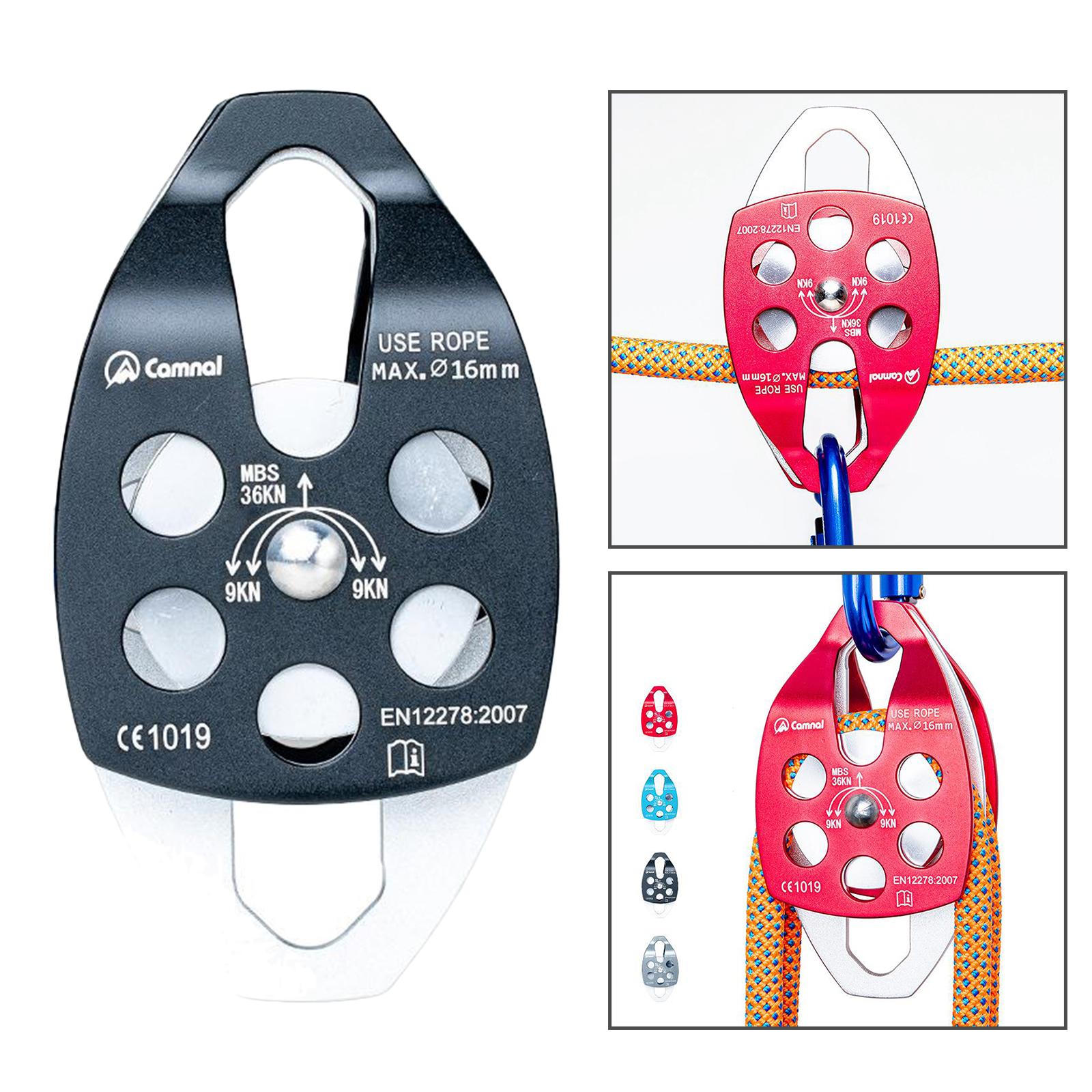 Climbing Pulley Double Sheaves 36KNRigging Caving Device for 16mm Rope Black