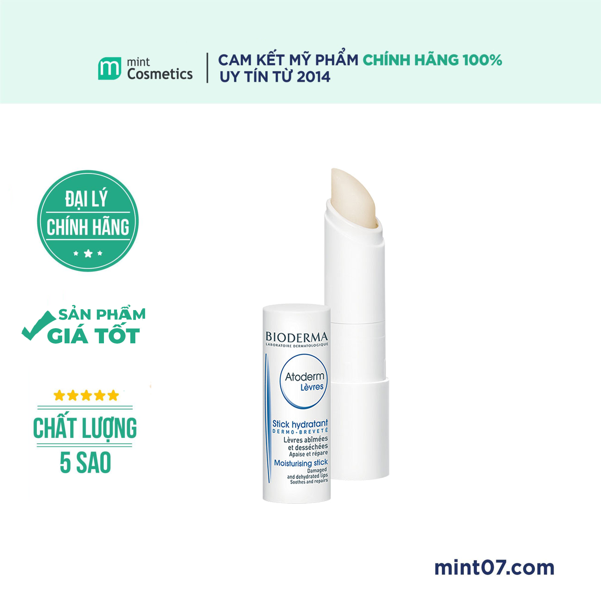 Son dưỡng môi khô nứt nẻ và tổn thương Bioderma Atoderm Stick Levres - 4g