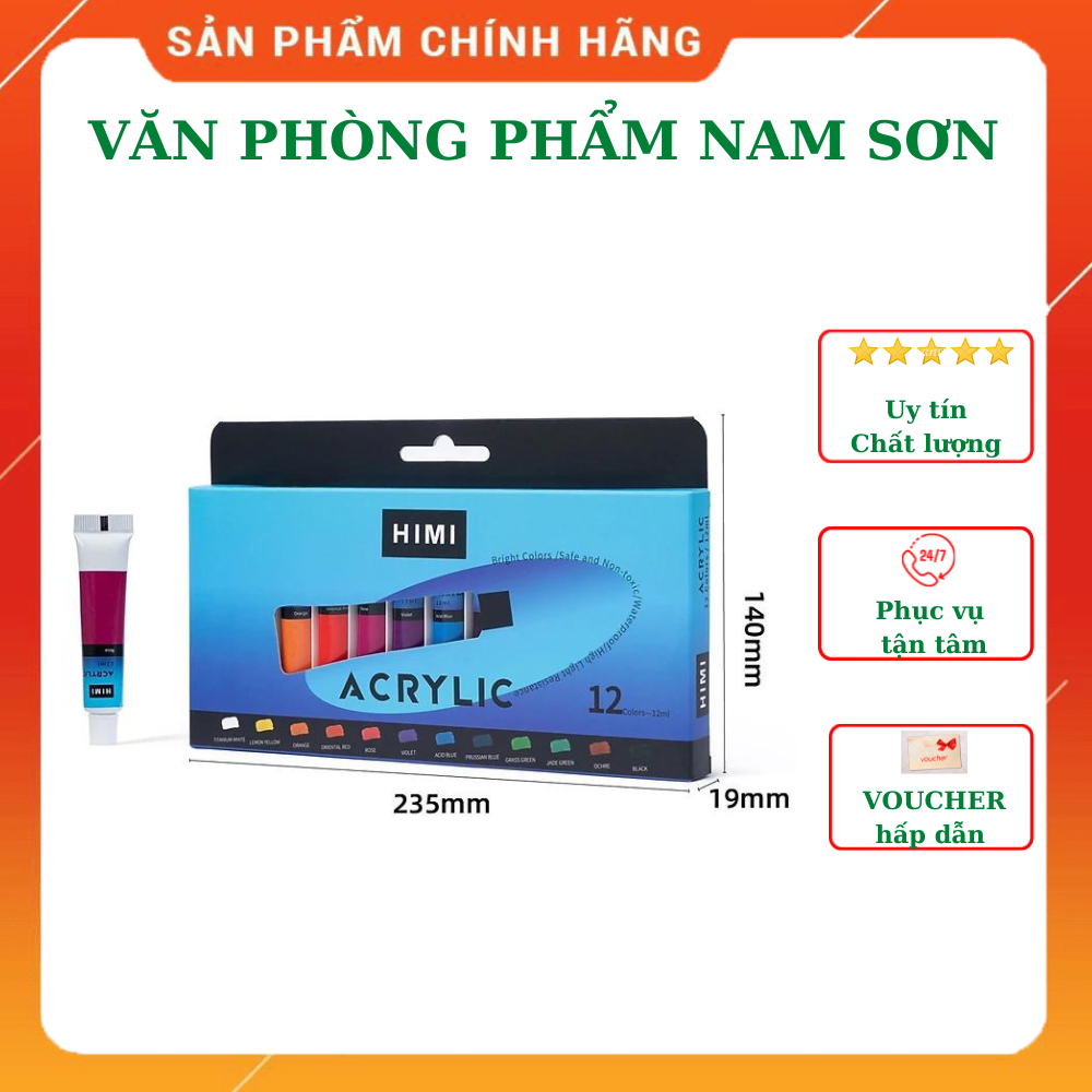 BỘ MÀU ACRYLIC HIMI 12/18/24/36 MÀU TUÝP 12ML