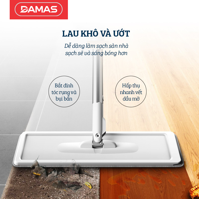 Bộ Cây Lau Nhà Tự Vắt Thông Minh , Chổi Lau Nhà Xoay 360 Độ , Dễ Dàng Len Lỏi Làm Sạch Những Góc Khuất, Thùng Chứa Nước Thiết Kế 2 Ngăn Riêng Biệt Tích Hợp Lược Gỡ Rối Giúp Giặt Sạch Và Vắt Khô Bông Lau Nhanh Chóng Mà Không Cần Tiếp Xúc - DAMAS Magic G130