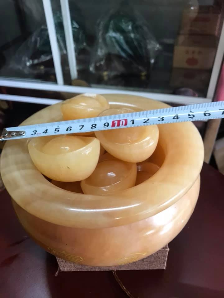 Tượng Bát Tụ Bảo Thố Tụ Tài Size Đại To 16,5cm Cao 9cm Đá Ngọc Hoàng Long 10 Thỏi Vàng To Nặng 3,4kg Anh Chị mệnh Kim mệnh Thổ mệnh Thủy trưng bàn thờ Thần Tài, Thổ Địa để gia tăng năng lượng tài lộc cho gia chủ ạ